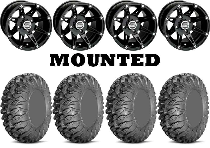 Kit 4 EFX MotoClaw Tires 26×9-12/26×11-12 on Moose 387X Black Wheels H700