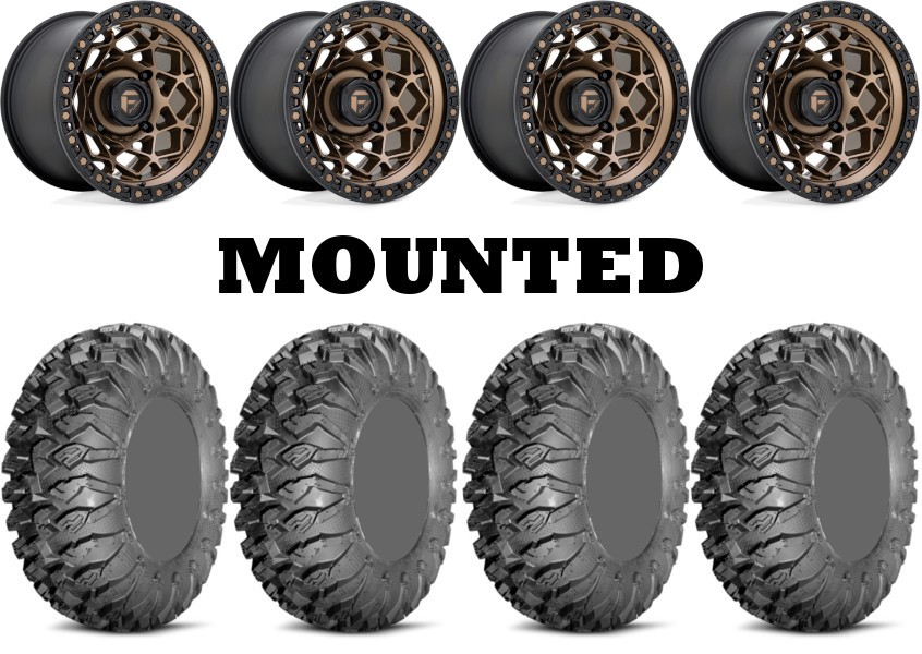 Kit 4 EFX MotoClaw Tires 28×9-15 on Fuel Unit Bronze Wheels CAN
