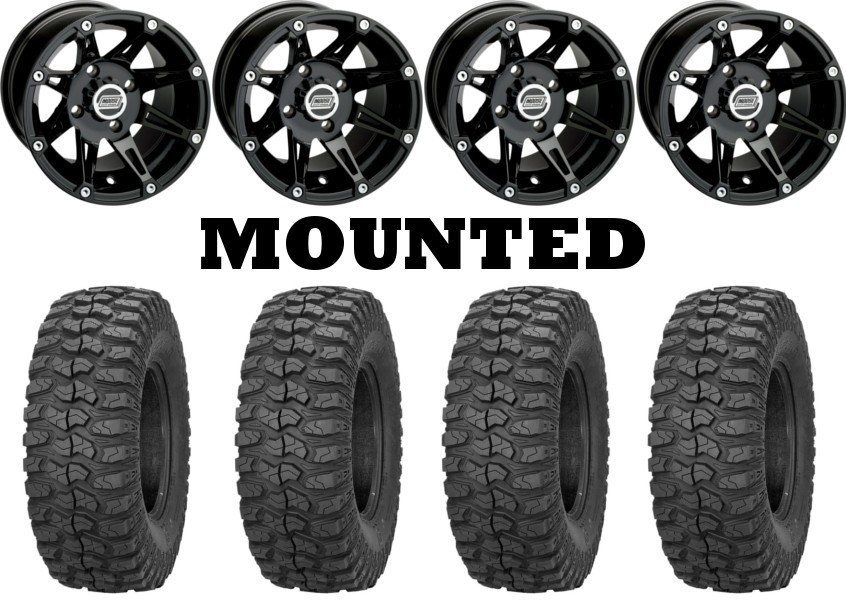 Kit 4 Sedona Rock-A-Billy Tires 26×9-12 on Moose 387X Black Wheels 1KXP