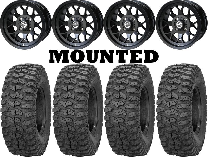 Kit 4 Sedona Rock-A-Billy Tires 30×10-14 on Moose 27X Black Wheels HP1K