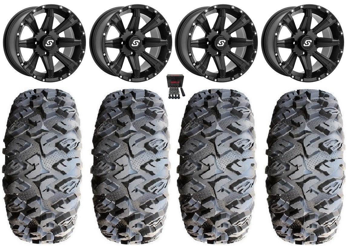 Sedona Sparx 14″ Wheels Black 30″ MotoClaw Tires Kawasaki Teryx Mule