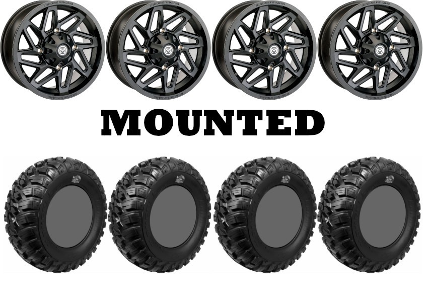 Kit 4 GBC Kanati Mongrel Tires 28×10-15 on Moose 361X Matte Black Wheels 1KXP