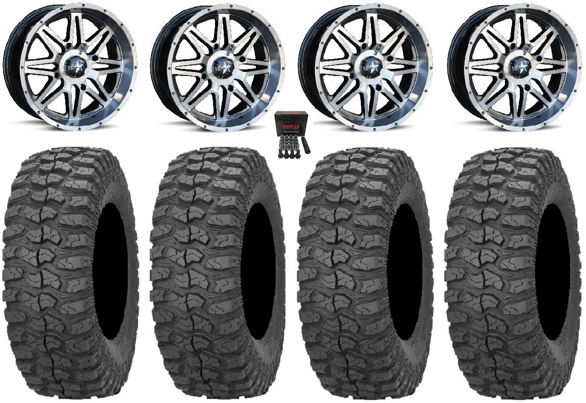 MSA Dark Tint Vibe 14″ UTV Wheels 28″ Rock-A-Billy Tires RZR XP 1000 / PRO XP