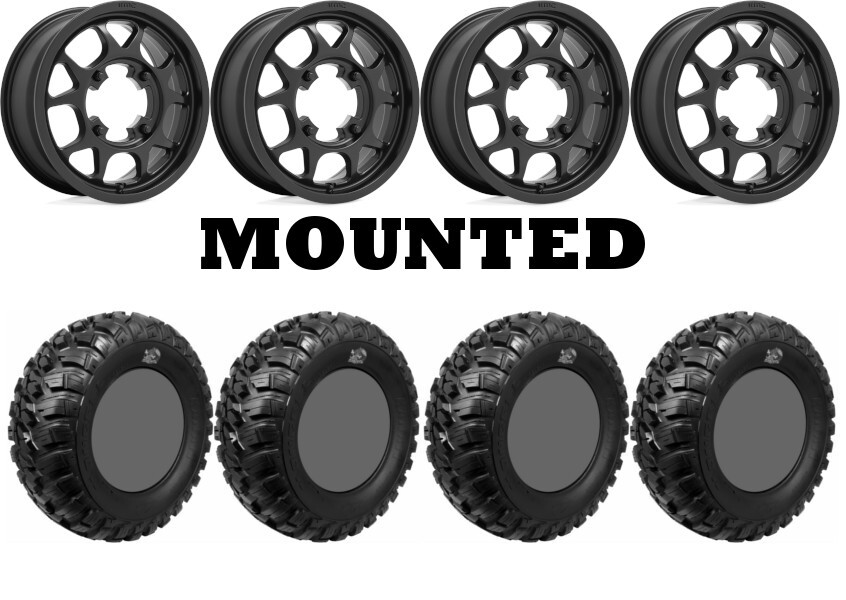 Kit 4 GBC Kanati Mongrel Tires 28×10-15 on KMC KS136 Toro Matte Black 1KXP