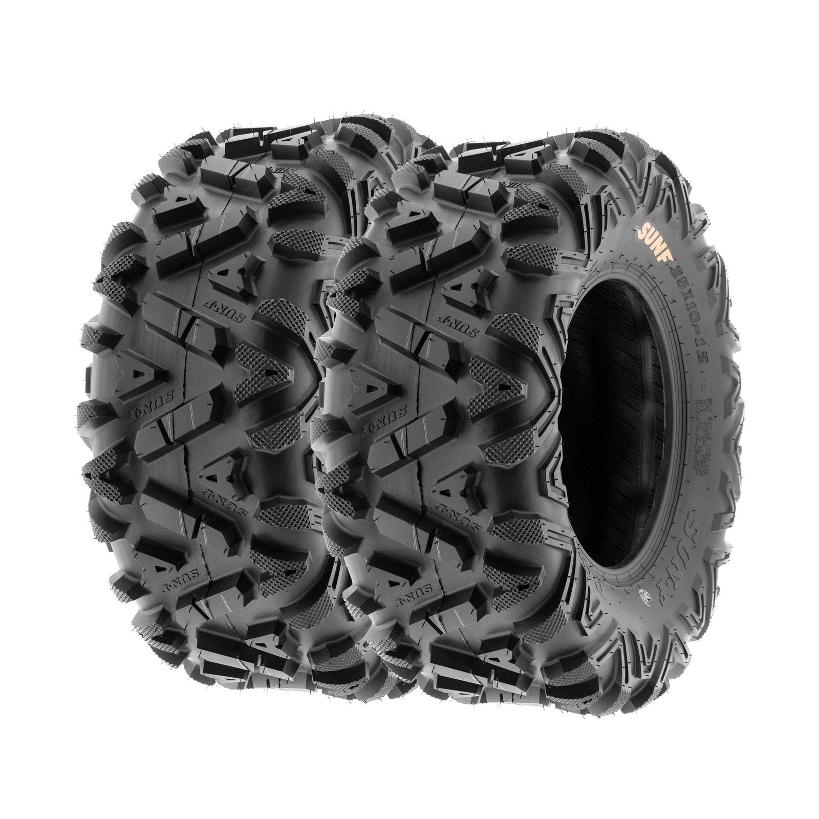 Off-Road Tires for ATV/UTV – 25×10-12 All-Terrain, 6-Ply Tubeless, Set of 2
