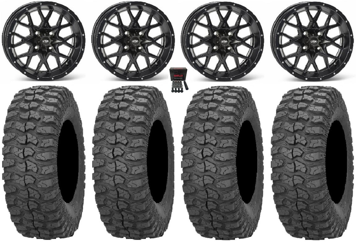 ITP Hurricane 14″ Wheels Black 28″ Rock-A-Billy Tires Honda Rincon Rancher