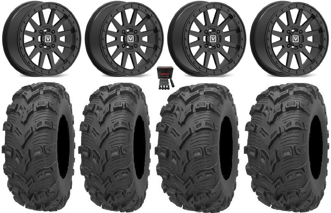 Valor V05 Beadlock 14″ Wheels Black 26″ Bear Claw EVO Tires Kawasaki Teryx Mule