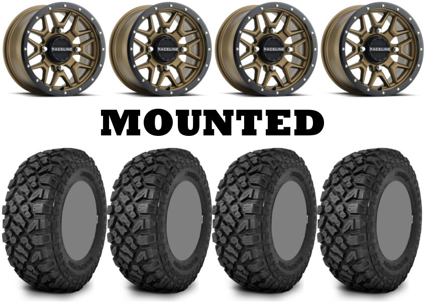 Kit 4 Kenda Klever XT Tires 32×10-14 on Raceline Krank Bronze Wheels 1KXP