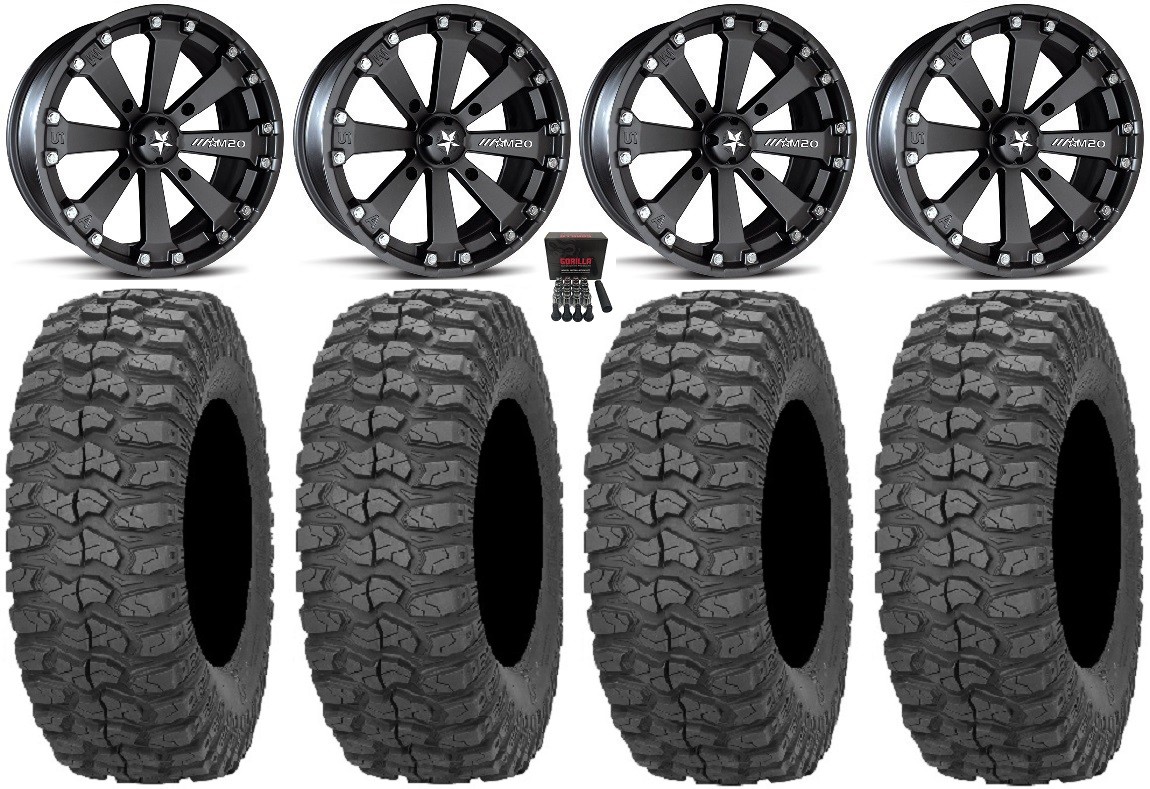 MSA Black Kore 14″ ATV Wheels 28″ Rock-A-Billy Tires Polaris Sportsman