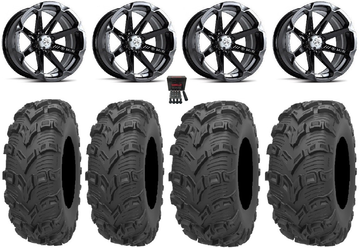 MSA Black Diesel 14″ Wheels 26″ Bear Claw EVO Tires Can-Am Renegade Outlander