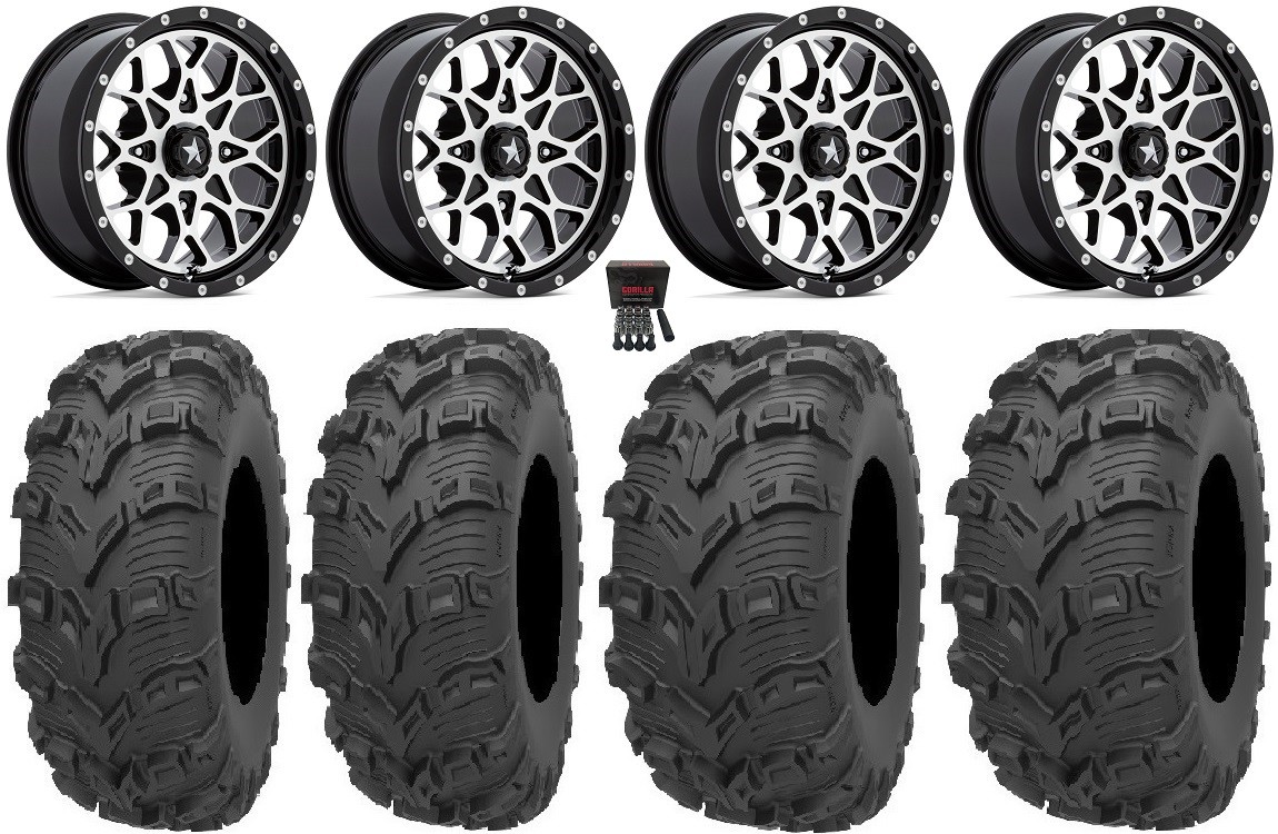 MSA Portal 14″ Wheels Machined 26″ Bear Claw EVO Tires RZR Turbo S / RS1