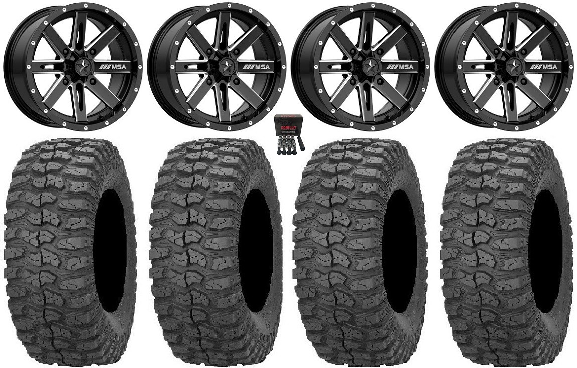 MSA Milled Boxer 15″ Wheels 32″ Rock-A-Billy Tires Yamaha YXZ (2019+)
