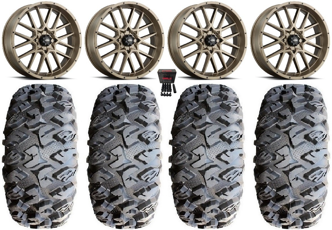 ITP Hurricane 18″ Wheels Bronze 33″ MotoClaw Tires Kawasaki Teryx Mule