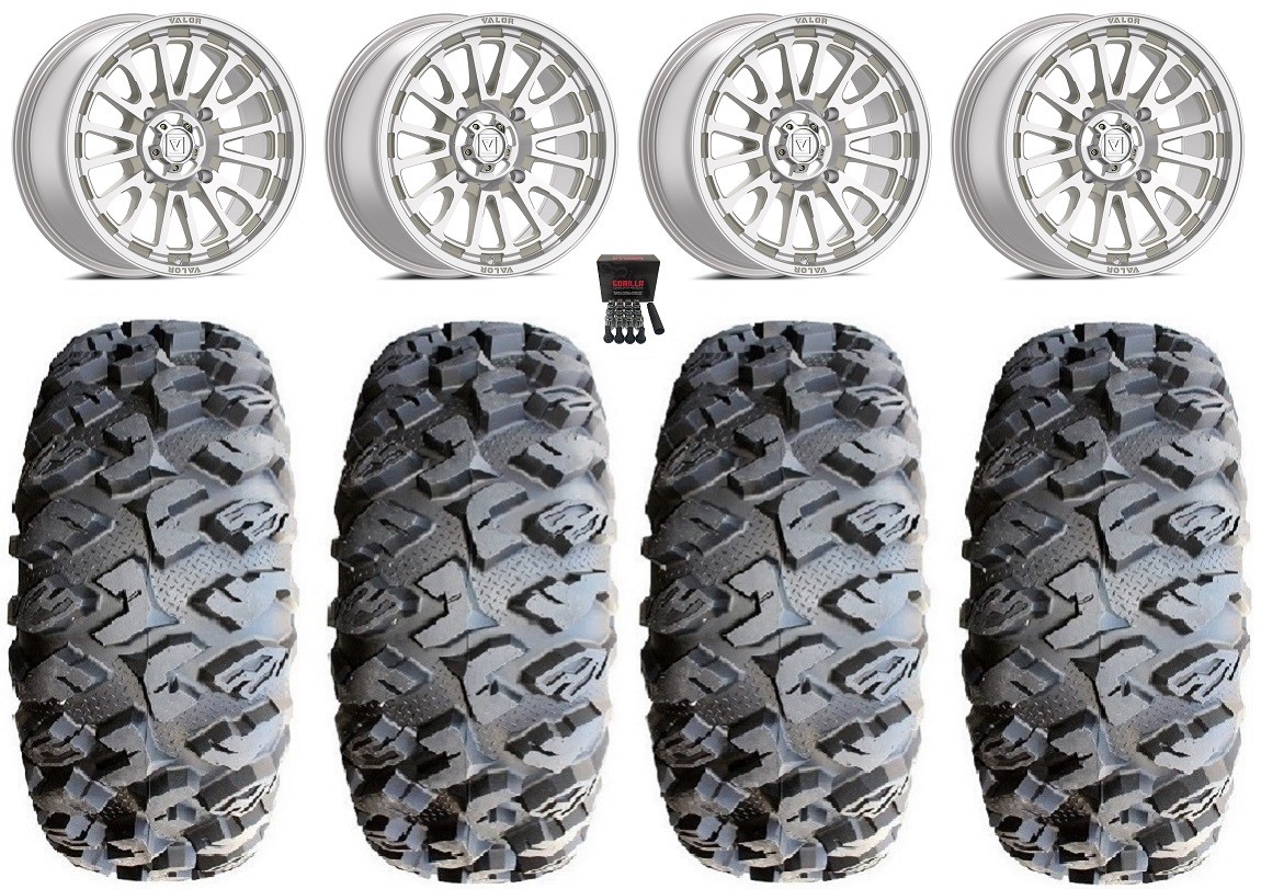 Valor V14 15″ Wheels Machined 31″ MotoClaw Tires Pioneer 1000 / Talon
