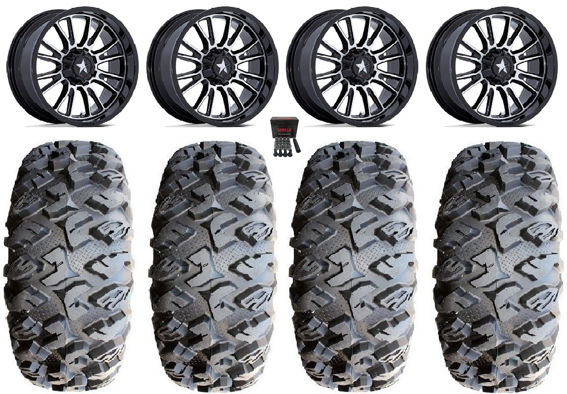MSA ThunderLips 14″ Wheels Machined 27″ MotoClaw Tires Can-Am Maverick X3