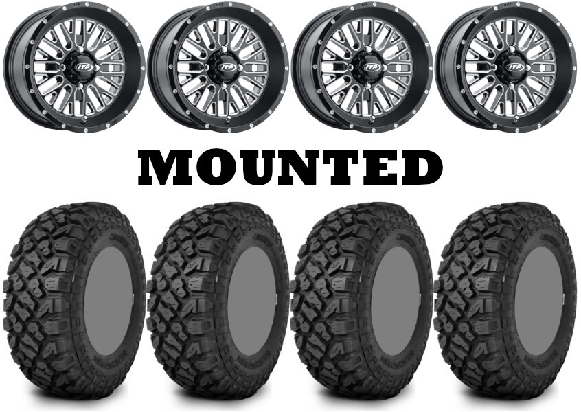 Kit 4 Kenda Klever XT Tires 28×10-14 on ITP Momentum Black Wheels 1KXP