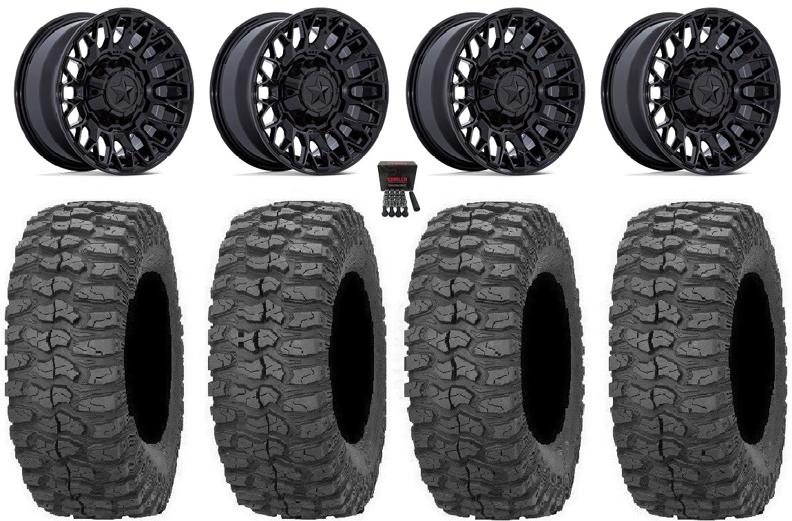 MSA Clubber 14″ Wheels Black 28″ Rock-A-Billy Tires Yamaha Wolverine RMAX