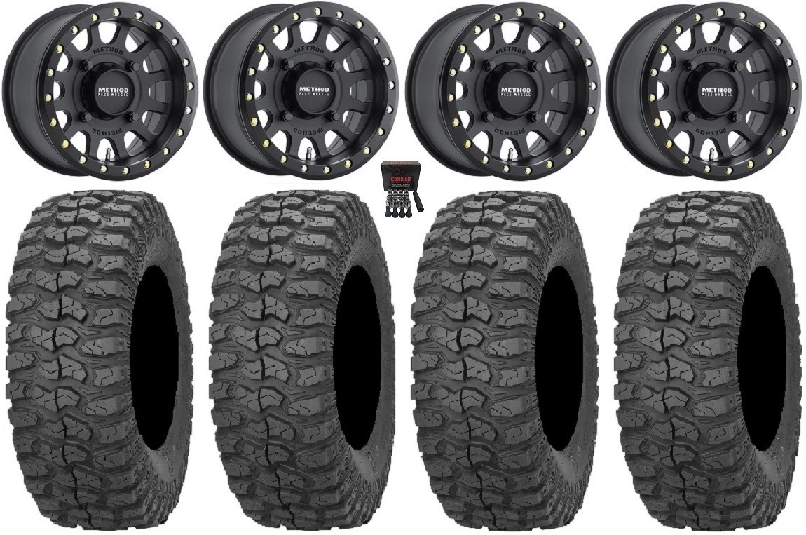 Method 401 Bdlk 14″ Wheels Bk 4+3 30″ Rock-A-Billy Tires Polaris RZR