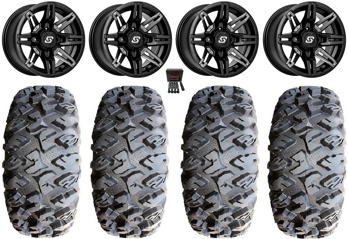 Sedona Rukus 14″ Black Wheels 28″ MotoClaw Tires Yamaha YXZ (2019+)