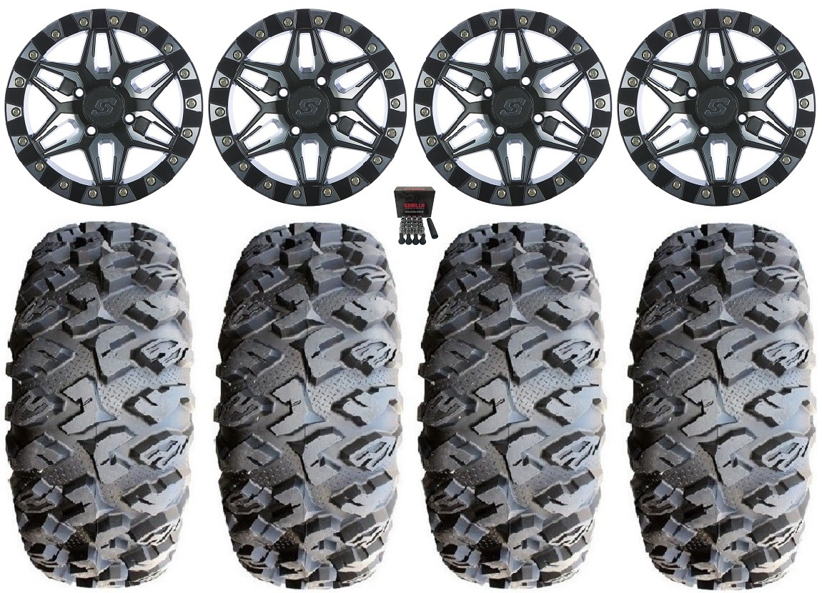 Sedona Split 6 Bdlk 14″ Wheels Mh 30″ MotoClaw Tires Yamaha Wolverine RMAX