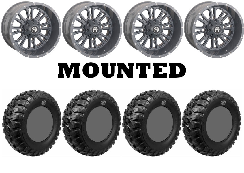 Kit 4 GBC Kanati Mongrel Tires 25×8-12/25×10-12 on Moose 399X Gray Wheels H700