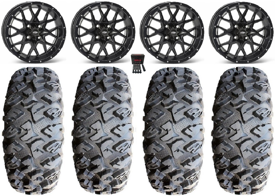 ITP Hurricane 16″ Wheels Black 29″ MotoClaw Tires Kawasaki Teryx Mule