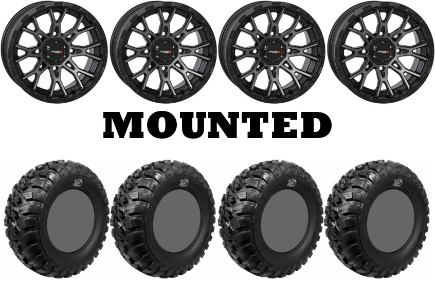 Kit 4 GBC Kanati Mongrel Tires 27×9-12/27×11-12 on System 3 ST-6 Gray Wheels VIK
