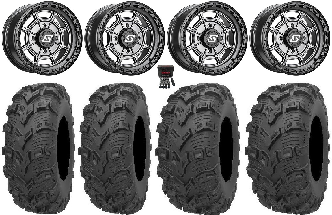Sedona Rift 14″ Wheels Grey 26″ Bear Claw EVO Tires Polaris Sportsman / RZR /
