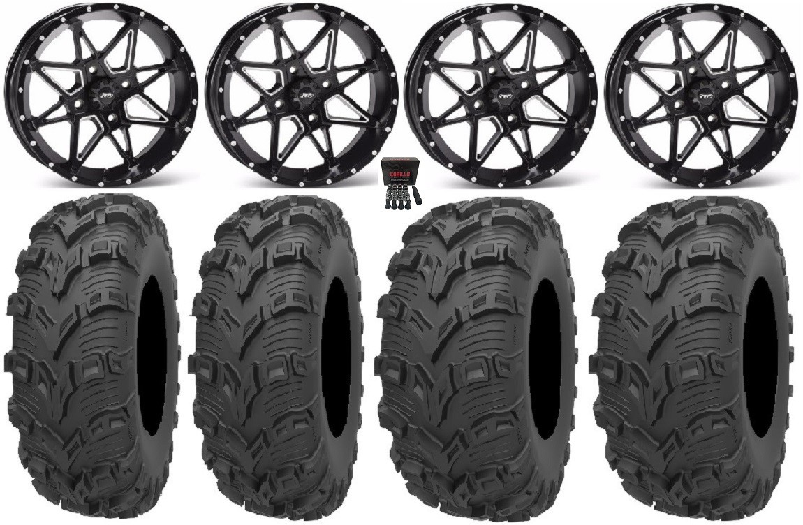 ITP Tornado 14″ Wheels Black 26″ Bear Claw EVO Tires Suzuki KingQuad