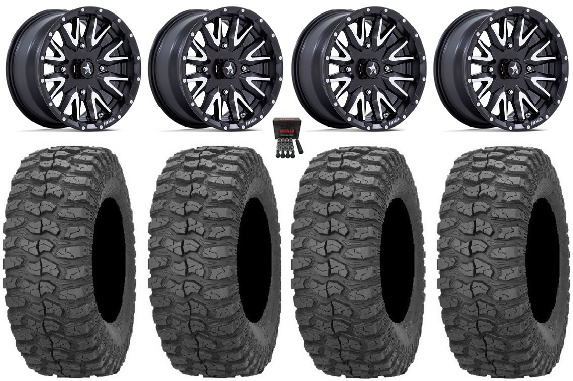 MSA Creed 15″ Wheels Machined 32″ Rock-A-Billy Tires Can-Am Commander Maverick