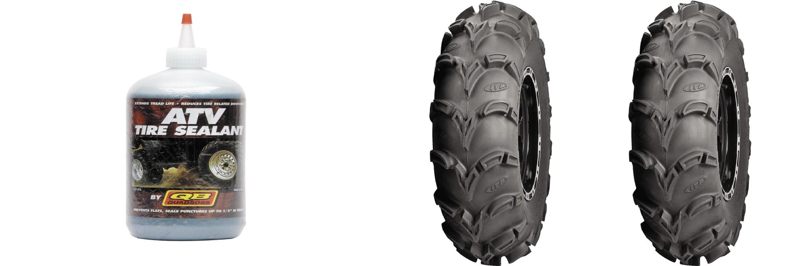 Set of 2 ITP Mud Lite XL Front/Rear Tires 28×10-12 6-ply with QUADBOSS Sealant