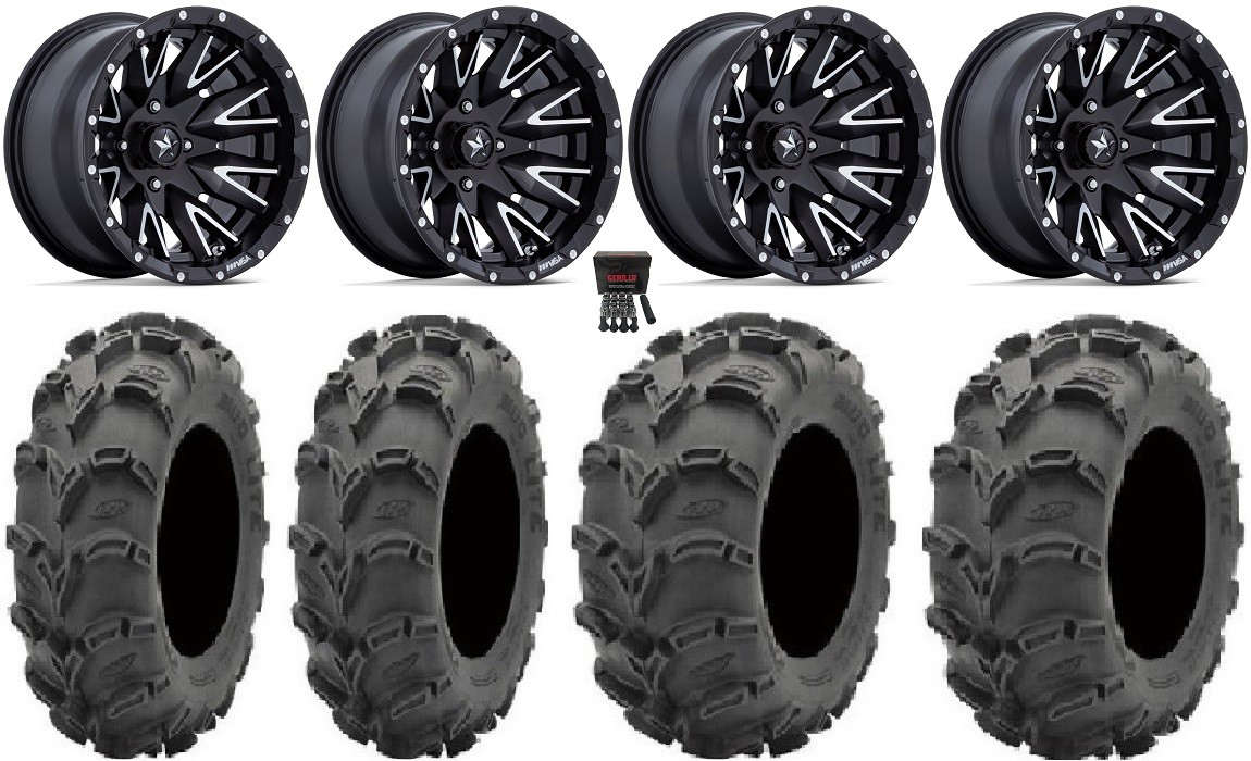MSA Creed 14″ Wheels Machined 27″ Mud Lite XL Tires Sportsman 550 850 1000