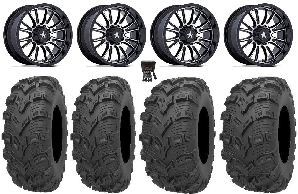MSA ThunderLips 14″ Wheels Machined 26″ Bear Claw EVO Tires Commander Maverick