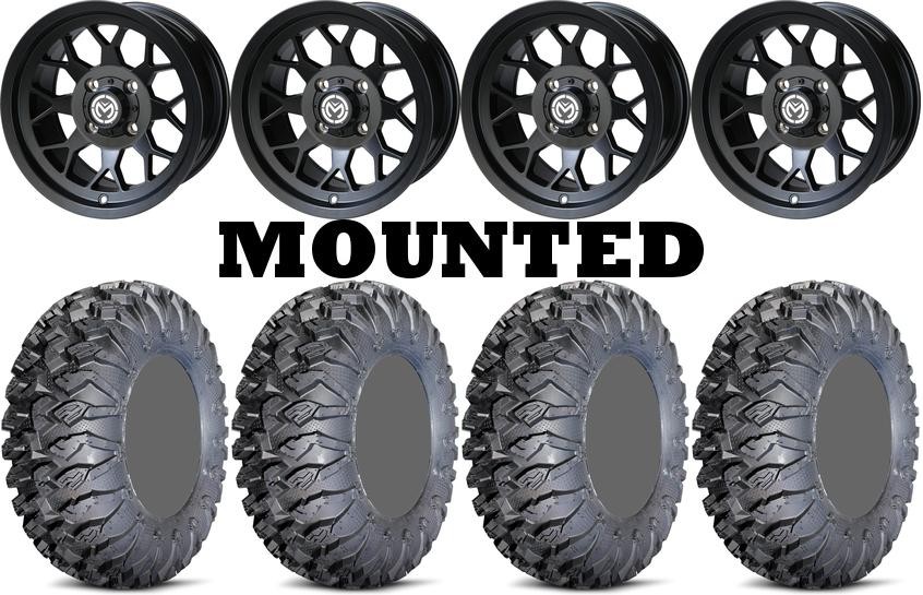 Kit 4 EFX MotoClaw Tires 32×10-14 on Moose 27X Black Wheels TER