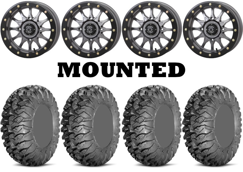 Kit 4 EFX MotoClaw Tires 31×10-15 on Frontline 223 Beadlock Gray Wheels CAN