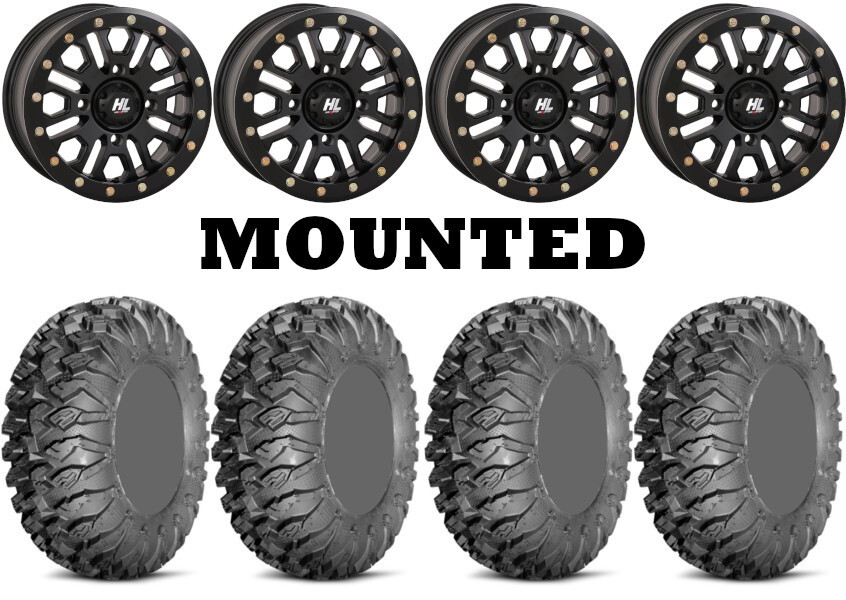 Kit 4 EFX MotoClaw Tires 32×10-14 on High Lifter HL23 Beadlock Matte Black FXT