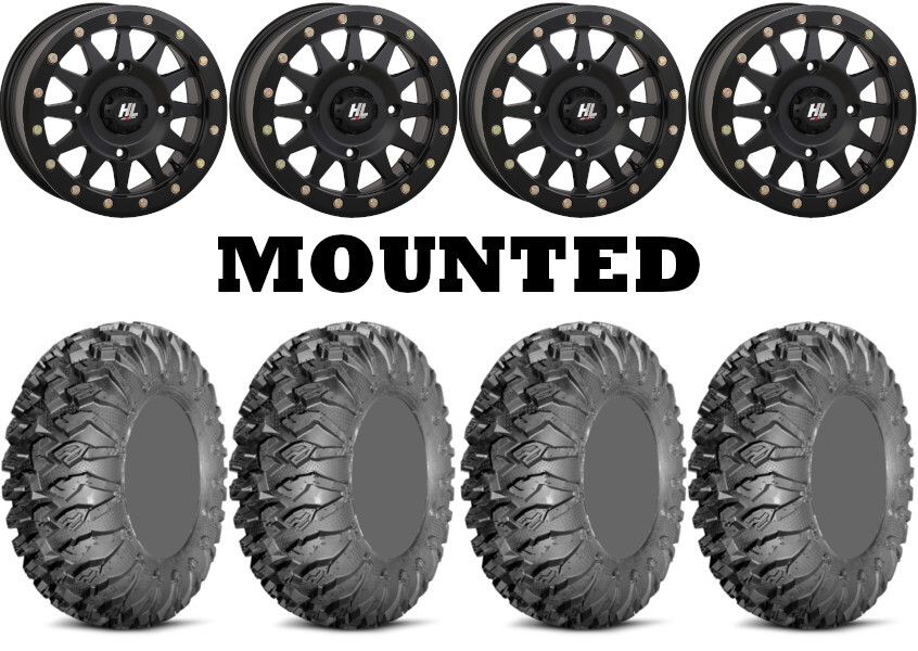 Kit 4 EFX MotoClaw Tires 27×10-14 on High Lifter HLA1 Beadlock Matte Black 1KXP