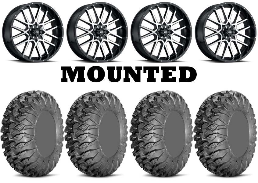 Kit 4 EFX MotoClaw Tires 35×10-20 on ITP Hurricane Machined Wheels 550