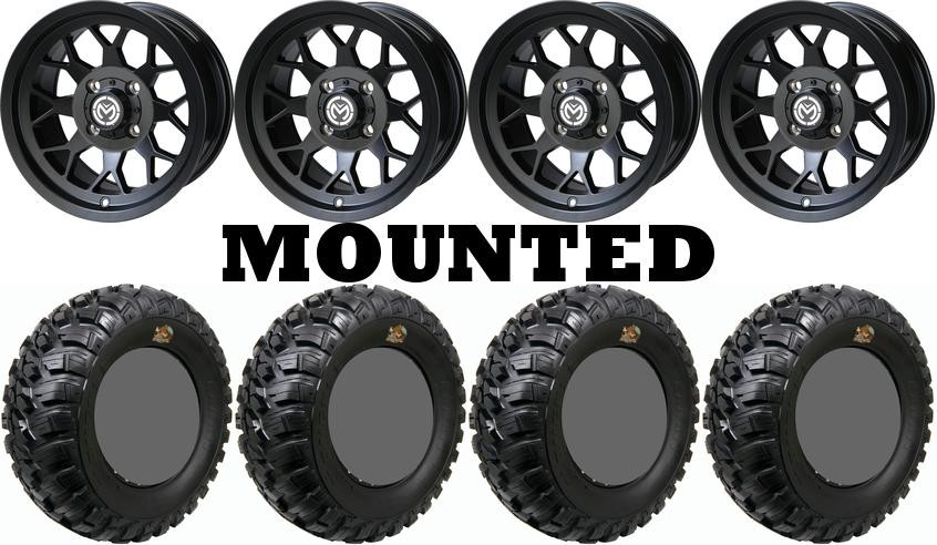 Kit 4 GBC Kanati Mongrel Tires 26×10-12 on Moose 27X Black Wheels FXT