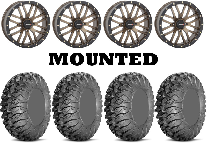 Kit 4 EFX MotoClaw Tires 27×10-14 on System 3 ST-3 Bronze Wheels 1KXP