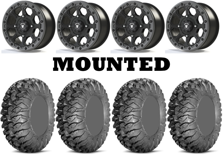 Kit 4 EFX MotoClaw Tires 28×10-14 on Bullite Ruler Beadlock Black BT-03 TER