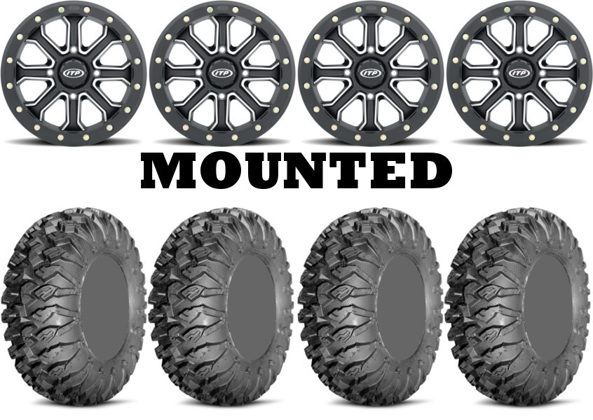 Kit 4 EFX MotoClaw Tires 28×10-14 on ITP Inertia Beadlock Black Wheels FXT