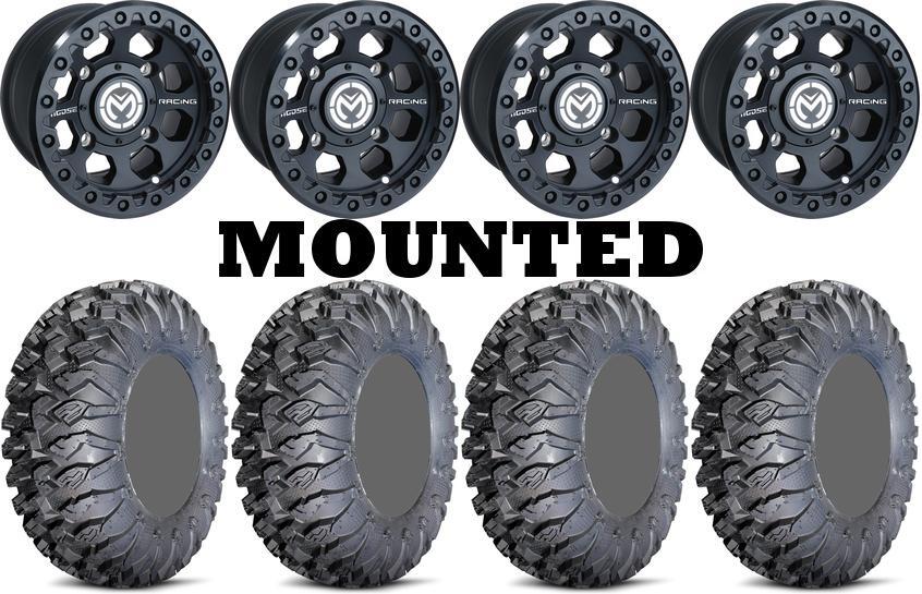 Kit 4 EFX MotoClaw Tires 30×10-14 on Moose 23X Matte Black Wheels IRS