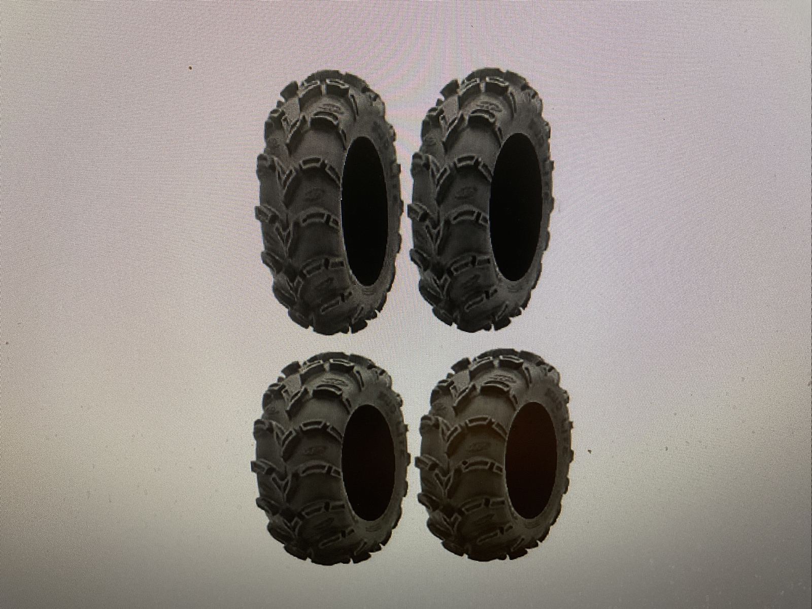 Full set of ITP Mud Lite XL 26×9-12 and 26×10-12 ATV Tires (4)