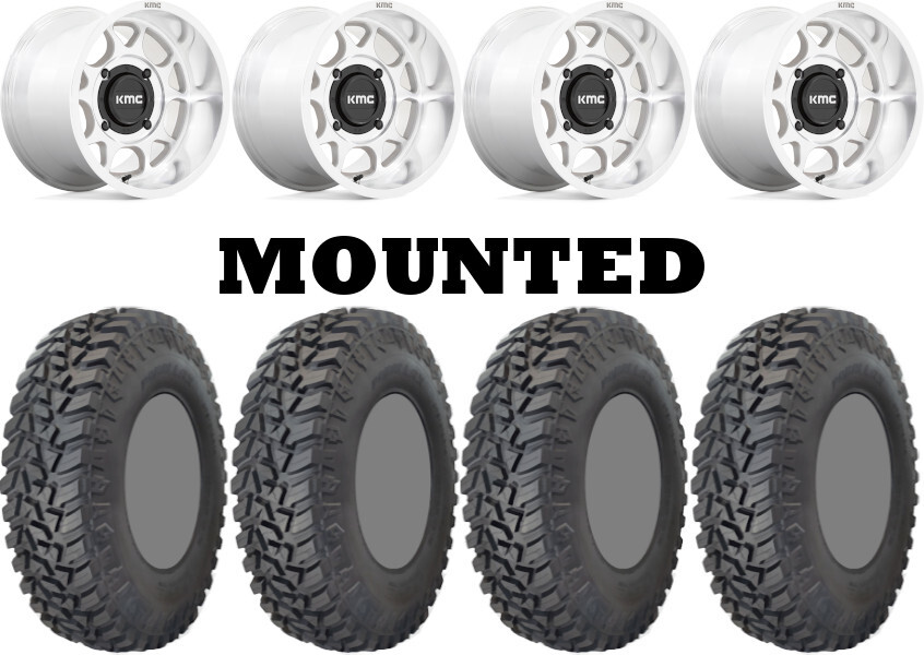 Kit 4 GBC Kanati Mongrel SQ Tires 35×10-15 on KMC KS137 Toro S Machined FXT