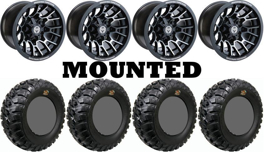 Kit 4 GBC Kanati Mongrel Tires 30×10-14 on Moose 24X Black Wheels FXT