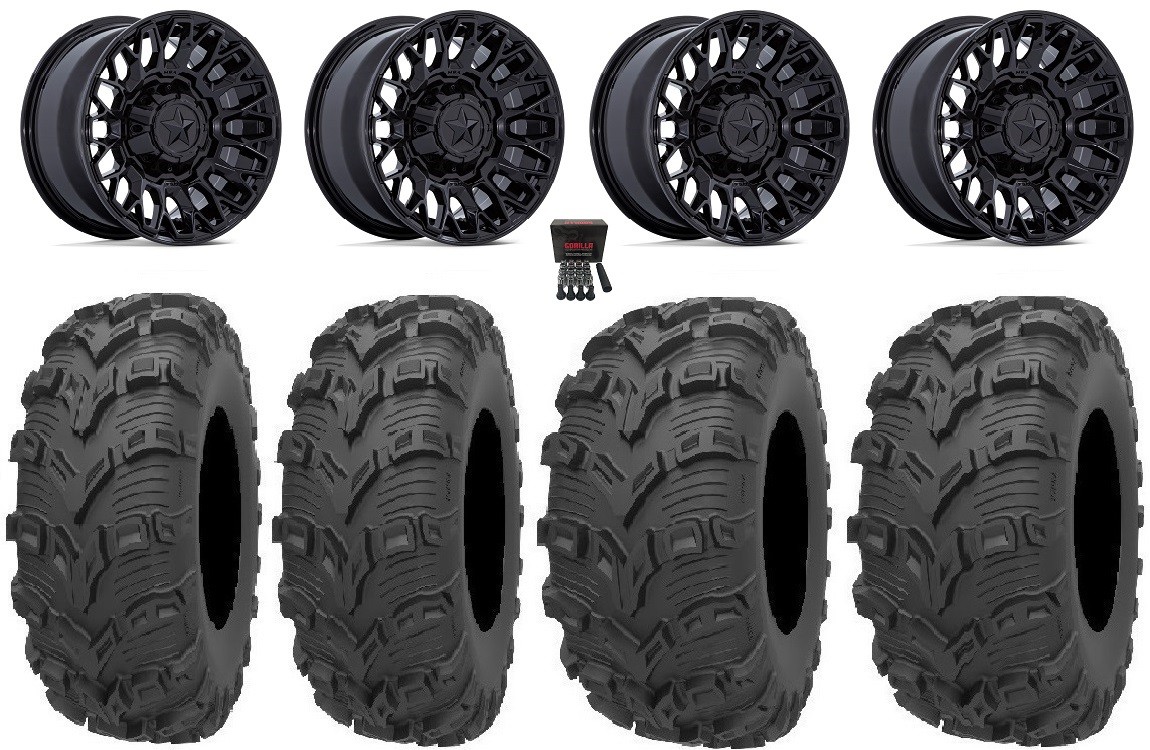MSA Clubber 14″ Wheels Black 26″ Bear Claw EVO Tires RZR Turbo S / RS1