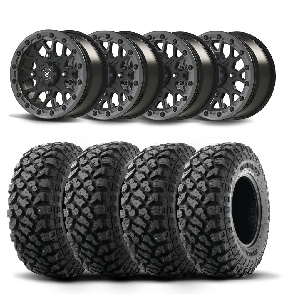 Set of 4 Bullite Rider Wheels 14″ Gray/Kenda K3204R Klever XT Tires [30×10-14]