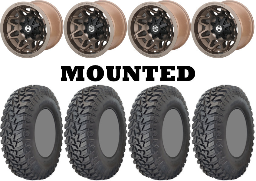 Kit 4 GBC Kanati Mongrel SQ Tires 31×10-14 on Moose 416X Bronze Wheels 1KXP
