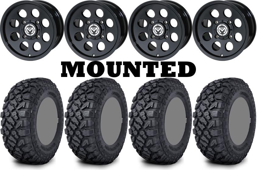 Kit 4 Kenda Klever XT Tires 30×10-14 on Moose 26X Black Wheels VIK